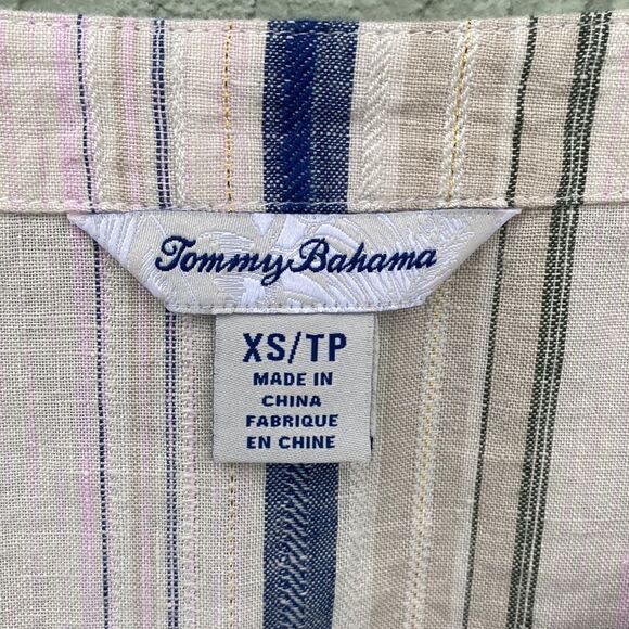 Tommy Bahama Sz XS Linen Metallic Boho 3/4 Sleeve Top - Picture 7 of 10